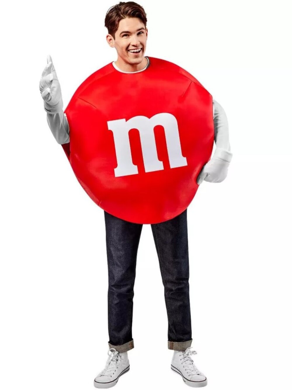 Adult Mens Womens Rubie's M&M Candy Character Costume RED Tunic Gloves ONE SIZE